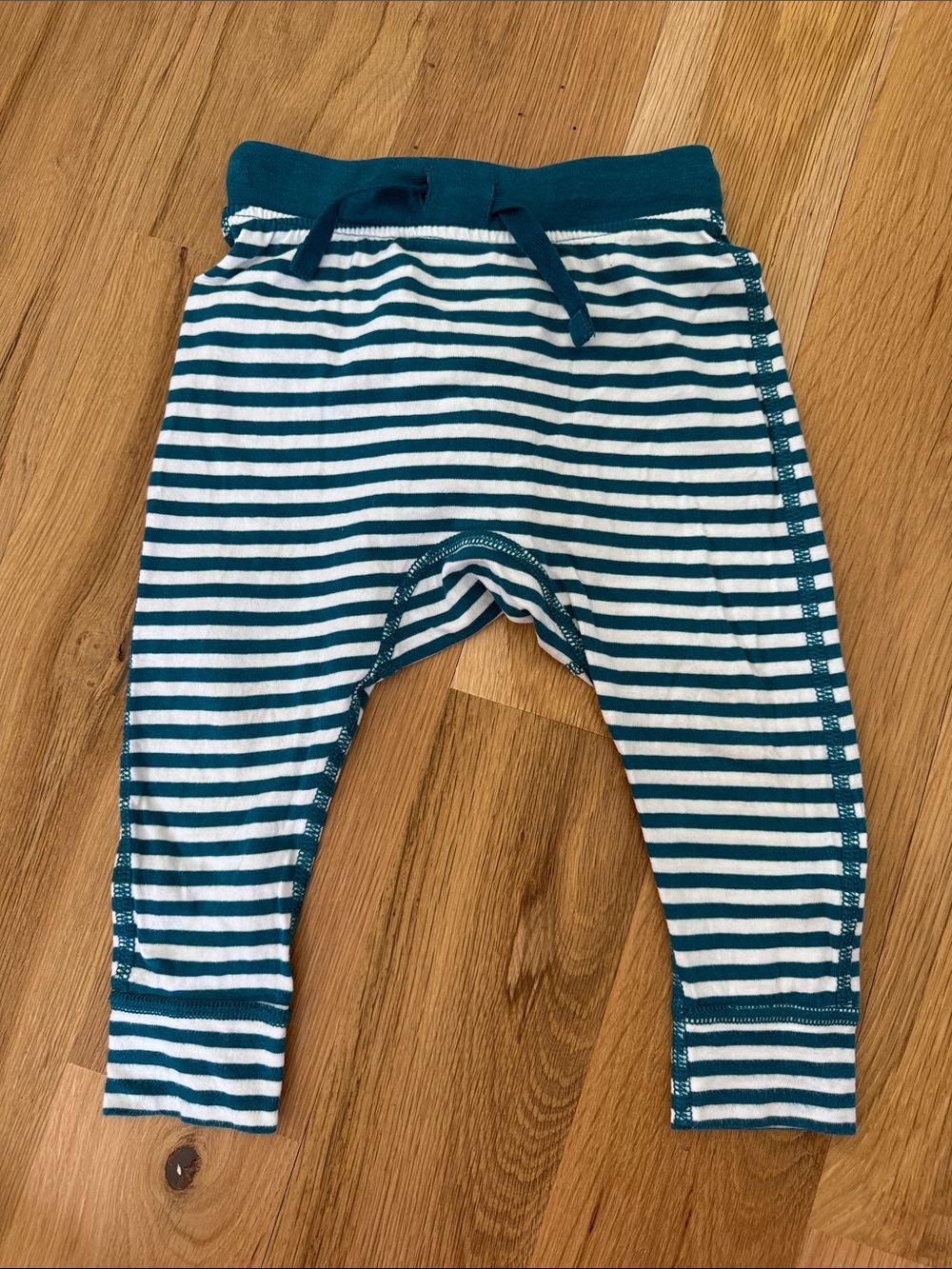 Hanna Andersson Teal and White Striped Joggers